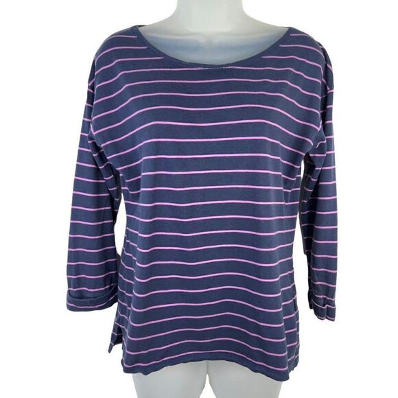 Patagonia Top Shallow Seas Size Medium Navy Blue Purple Striped Long Sleeve - Picture 1 of 10